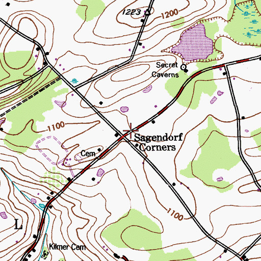 Topographic Map of Sagendorf Corners, NY