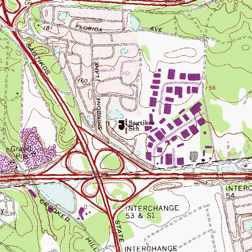 Topographic Map of Sagtikos School, NY