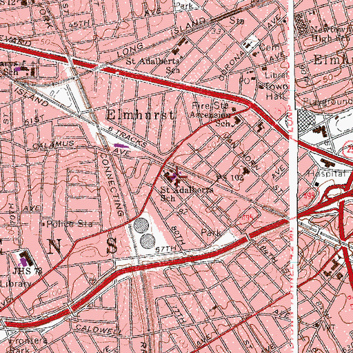 Topographic Map of Saint Abalberts School, NY