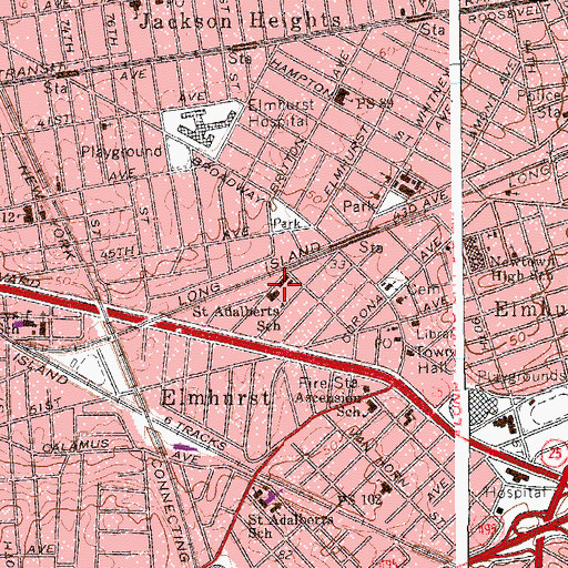 Topographic Map of Saint Adalberts School, NY