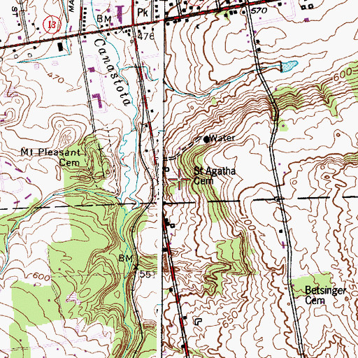 Topographic Map of Saint Agatha Cemetery, NY