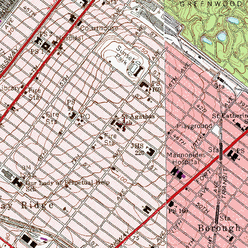 Topographic Map of Saint Agathas School, NY