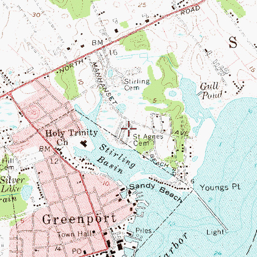 Topographic Map of Saint Agnes Cemetery, NY