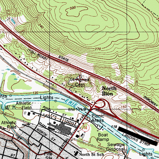 Topographic Map of Saint Agnes Cemetery, NY