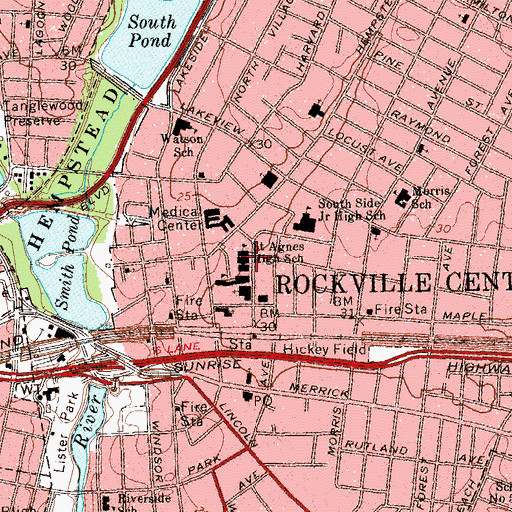 Topographic Map of Saint Agnes Cathedral High School (historical), NY