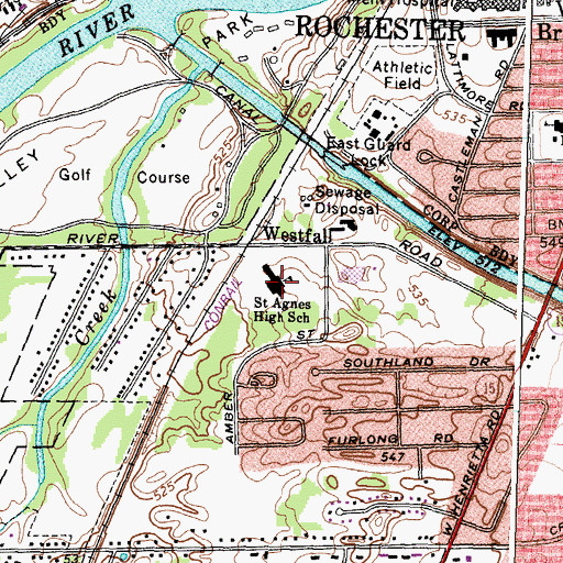 Topographic Map of Saint Agnes High School, NY