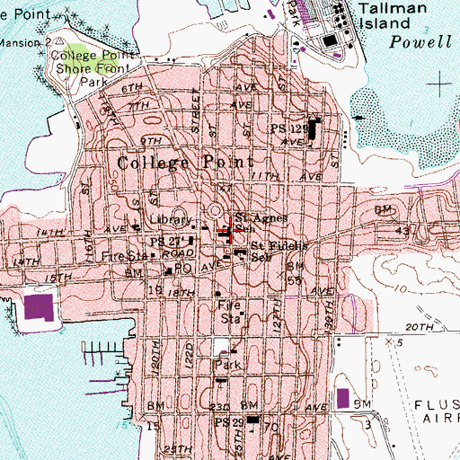 Topographic Map of Saint Agnes Academy High School, NY