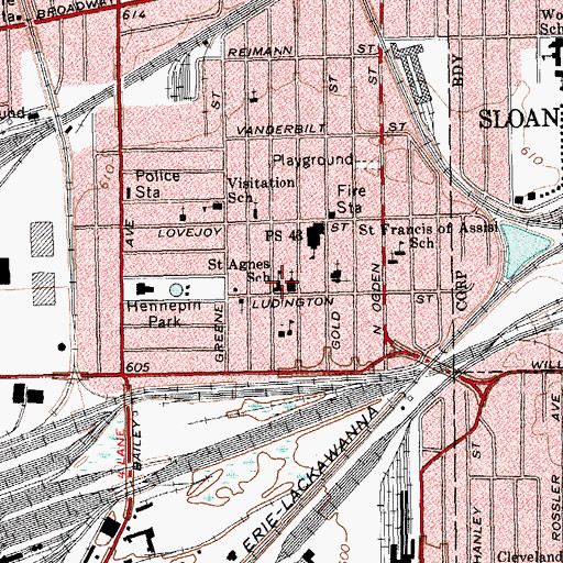 Topographic Map of Saint Agnes School, NY