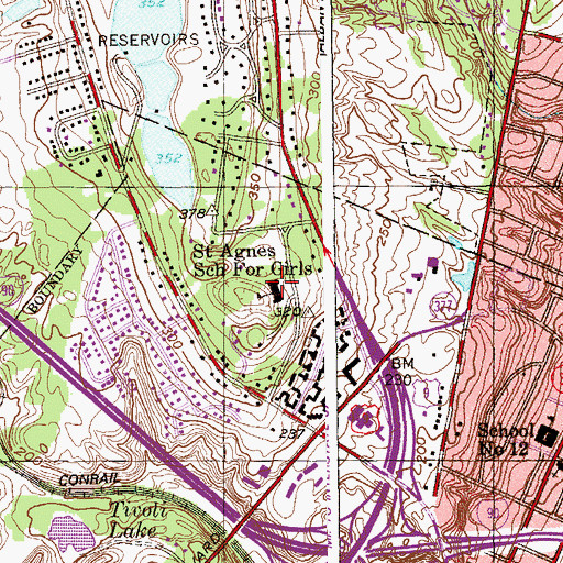 Topographic Map of Saint Agnes School for Girls, NY
