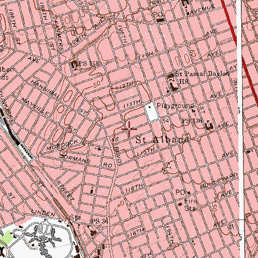 Topographic Map of Saint Albans, NY