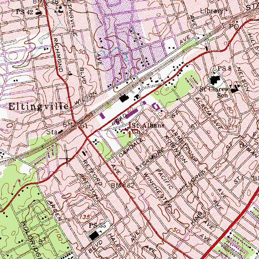 Topographic Map of Saint Albans Church, NY