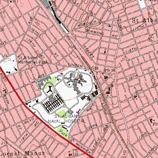 Topographic Map of Saint Albans Veterans Administration - Extended Care Center, NY