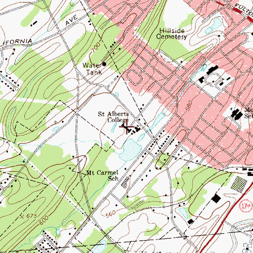 Topographic Map of Saint Alberts College, NY