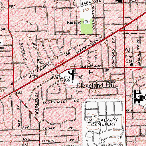 Topographic Map of Saint Aloysius School, NY