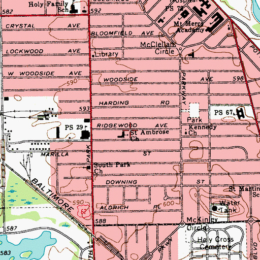 Topographic Map of Saint Ambrose Church, NY