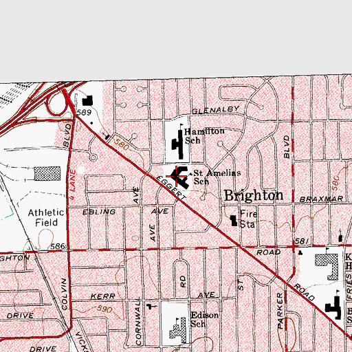 Topographic Map of Saint Amelias School, NY