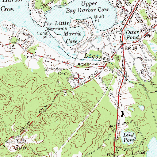 Topographic Map of Saint Andrews Cemetery, NY