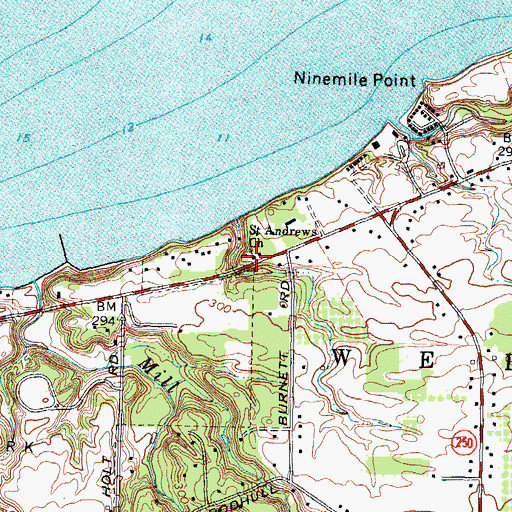 Topographic Map of Saint Andrews Church, NY