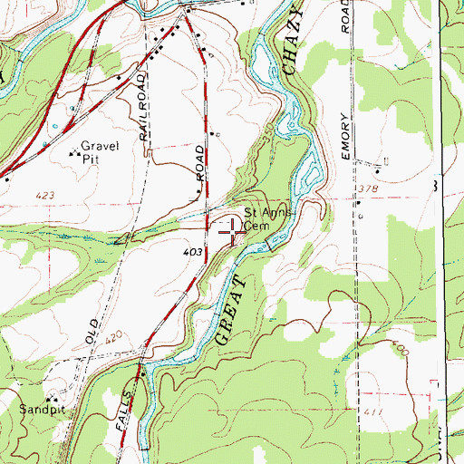 Topographic Map of Saint Anns Cemetery, NY