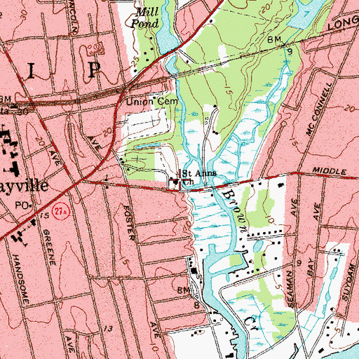 Topographic Map of Saint Ann's Episcopal Church, NY
