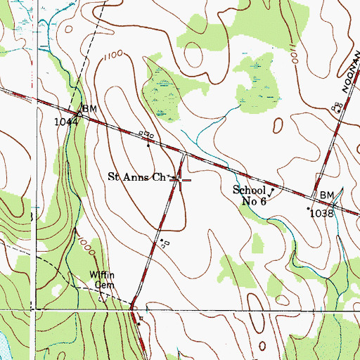 Topographic Map of Saint Anns Church, NY