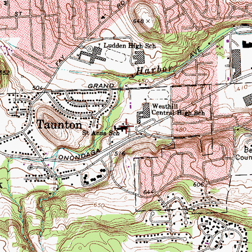 Topographic Map of Saint Anns School (historical), NY