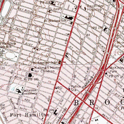 Topographic Map of Saint Anselms School, NY