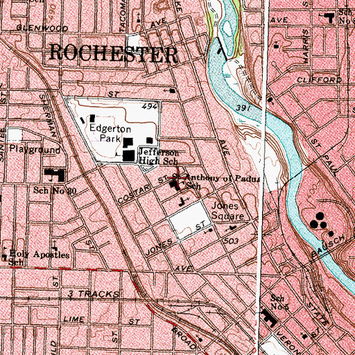 Topographic Map of Saint Anthony of Padua School, NY