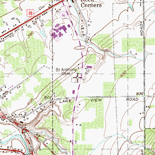 Topographic Map of Saint Anthony Cemetery, NY