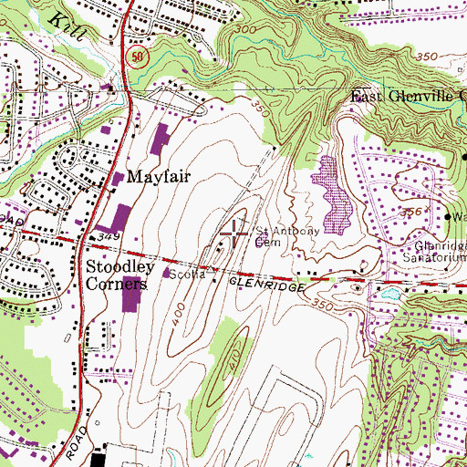 Topographic Map of Saint Anthony Cemetery, NY