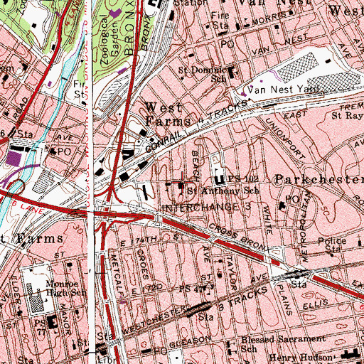 Topographic Map of Saint Anthony School, NY