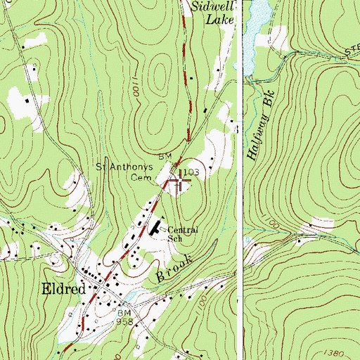 Topographic Map of Saint Anthonys Cemetery, NY