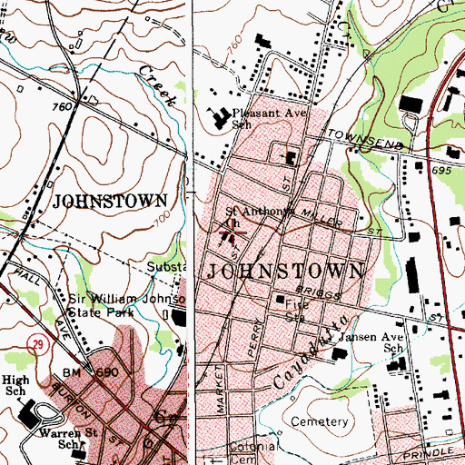 Topographic Map of Saint Anthonys Church, NY