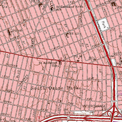 Topographic Map of Saint Anthony of Padua School, NY