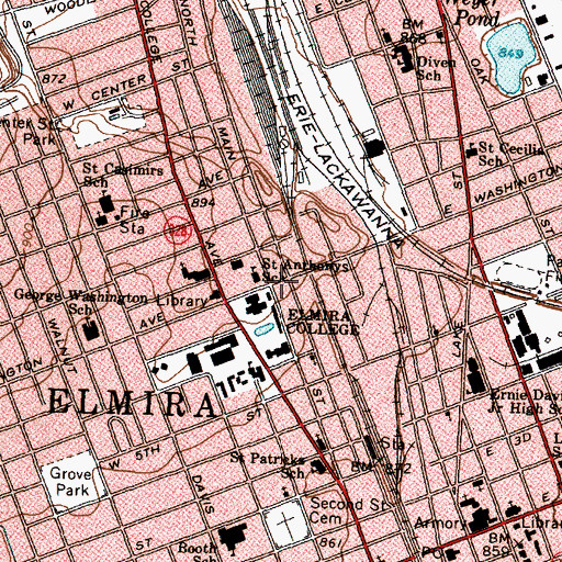 Topographic Map of Saint Anthonys School, NY