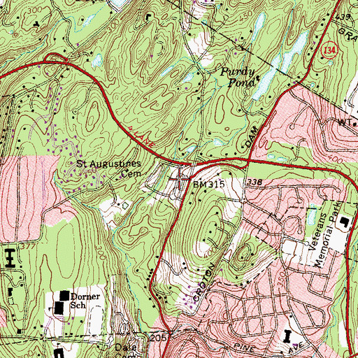 Topographic Map of Saint Augustines Cemetery, NY