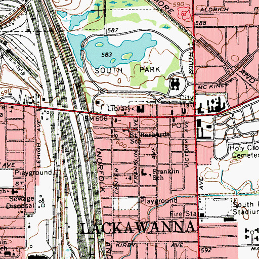 Topographic Map of Saint Barbards School, NY