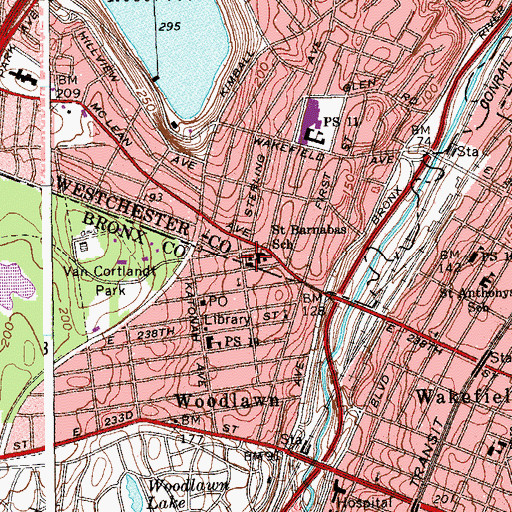 Topographic Map of Saint Barnabas School, NY
