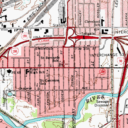 Topographic Map of Saint Barnards School, NY