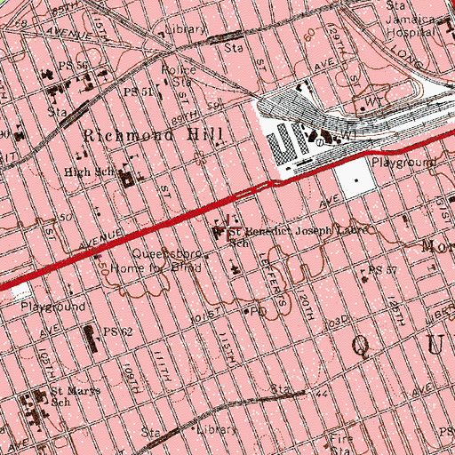 Topographic Map of Saint Benedict Joseph Labre School, NY