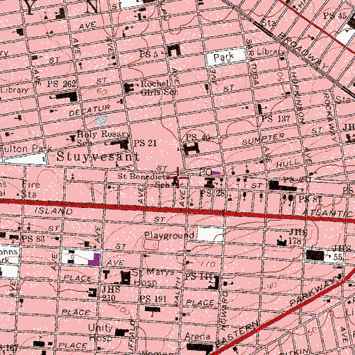 Topographic Map of Saint Benedicts School, NY