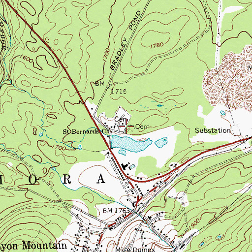 Topographic Map of Saint Bernards Church, NY
