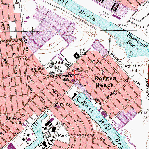 Topographic Map of Saint Bernard School, NY