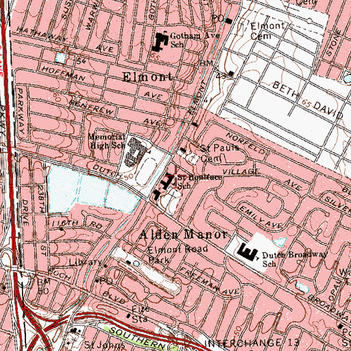 Topographic Map of Saint Boniface School, NY
