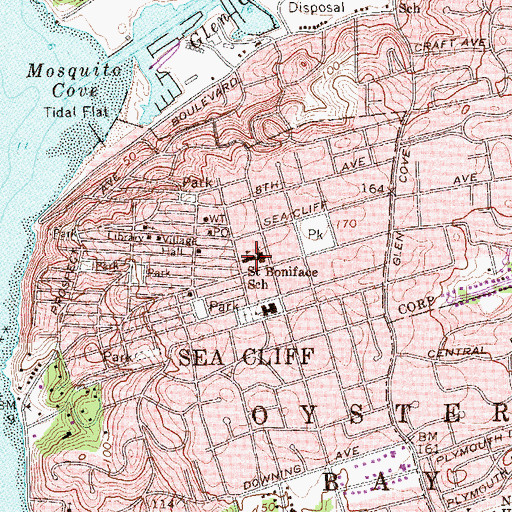 Topographic Map of Saint Boniface Parochial School, NY