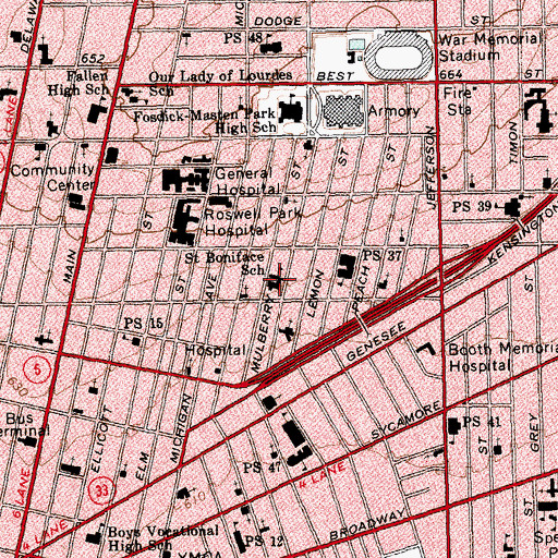 Topographic Map of Saint Boniface School, NY