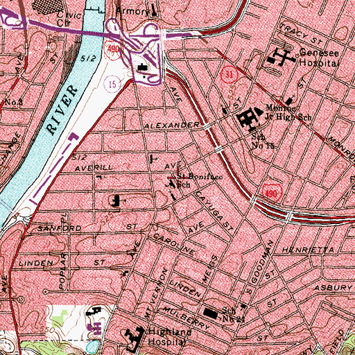 Topographic Map of Saint Boniface School, NY