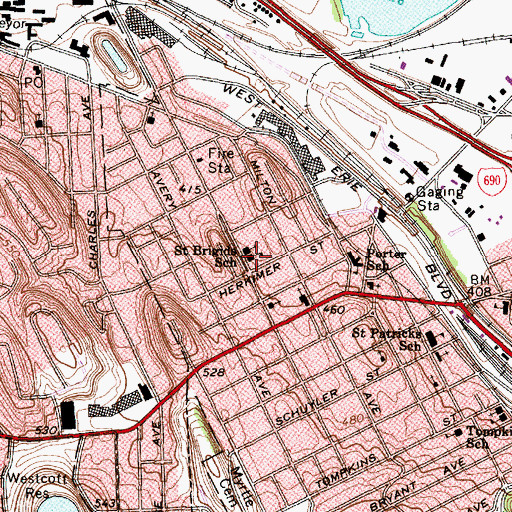 Topographic Map of Saint Brigids School, NY
