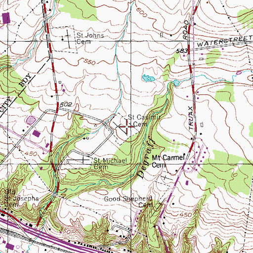 Topographic Map of Saint Casimir Cemetery, NY