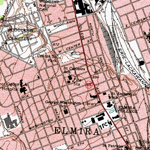 Topographic Map of Saint Casimirs School, NY